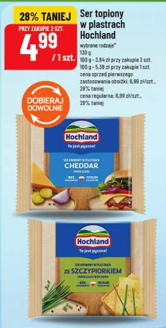 Ser topiony w plastrach Cheddar Hochland
