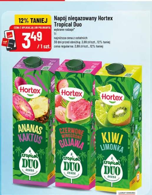 Napój niegazowany Hortex Tropical Duo kiwi limonka
