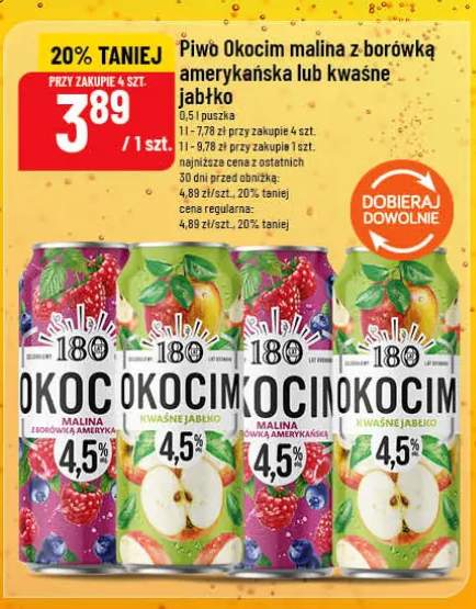 Piwo Okocim kwaśne jabłko