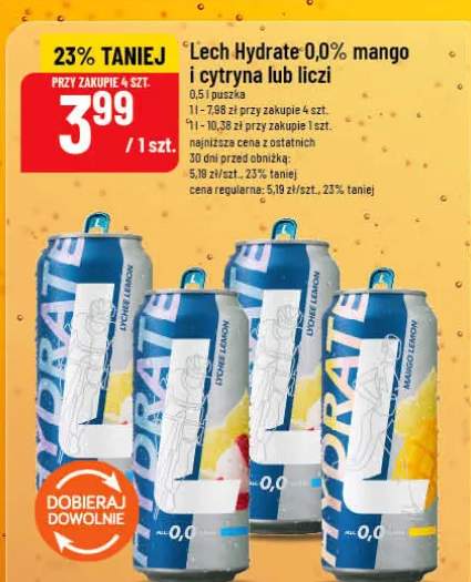 Piwo Lech Hydrate 0,0% mango i cytryna