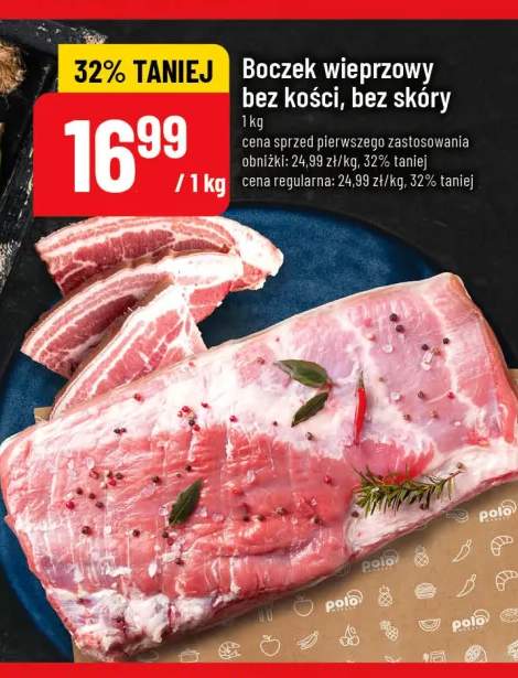 Boczek wieprzowy bez kości, bez skóry