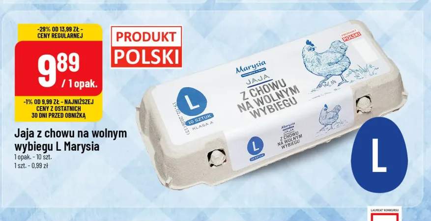 Jaja z chowu na wolnym wybiegu L Marysia 10-pak