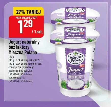 Jogurt naturalny bez laktozy Mleczna Polana