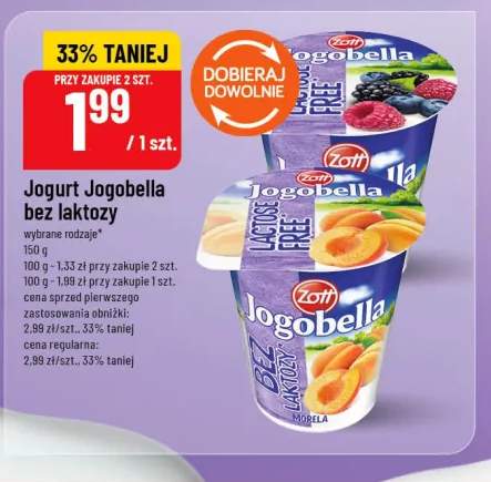 Jogurt Jogobella bez laktozy owoce leśne