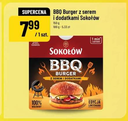 BBQ Burger z serem i dodatkami Sokołów