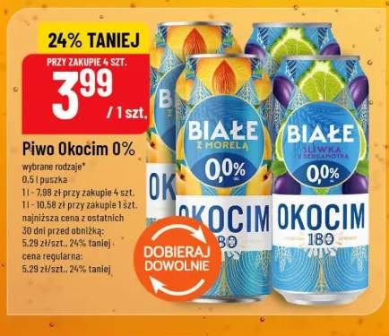 Piwo bezalkoholowe Okocim 0% Białe z morelą