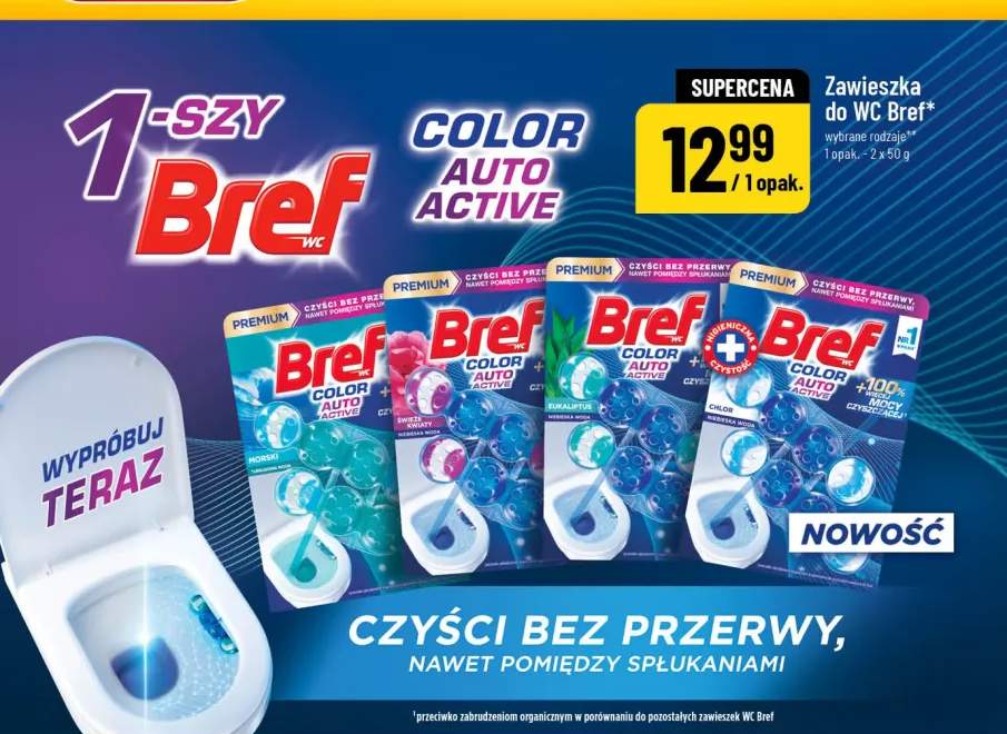 Zawieszka do WC Bref Color Auto Active Morski 2-pak 50g