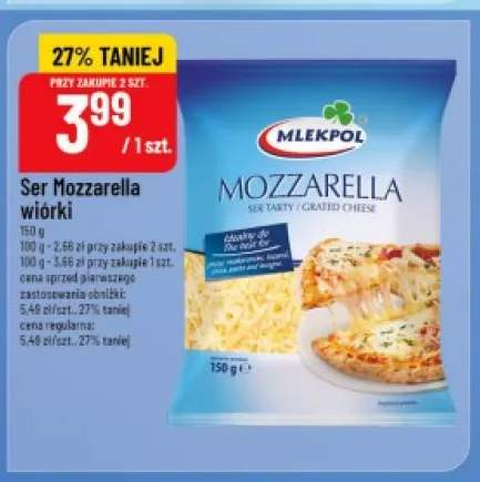 Ser Mozzarella wiórki Mlekpol