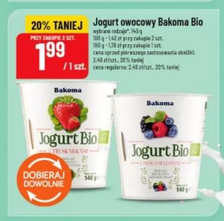Jogurt owocowy Bakoma Bio z truskawkami