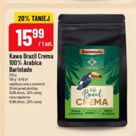 Kawa ziarnista Baristado Brazil Crema 100% Arabica