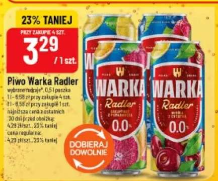 Piwo bezalkoholowe Warka Radler Grejpfrut z pomarańczą