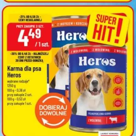 Karma dla psa Heros z indykiem i kurczakiem
