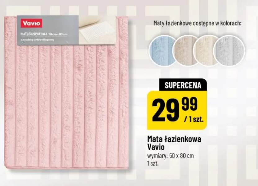 Mata łazienkowa Vavio 50x80cm z powłoką antypoślizgową