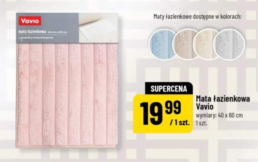 Mata łazienkowa Vavio 40x60cm z powłoką antypoślizgową