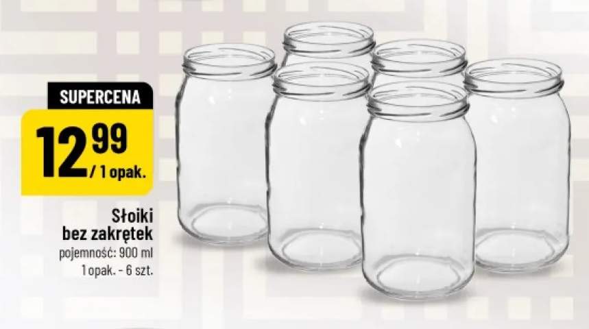 Słoiki bez zakrętek 6-pak 900ml