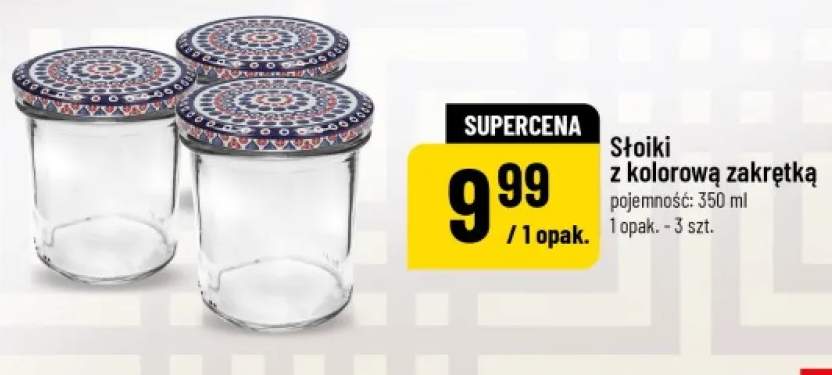 Słoiki z kolorową zakrętką 3-pak 350ml