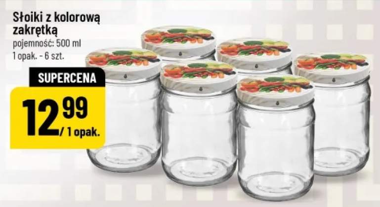 Słoiki z kolorową zakrętką 6-pak 500ml