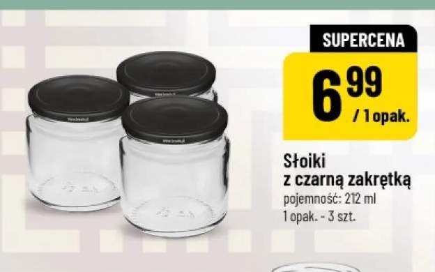 Słoiki z czarną zakrętką Browin 3-pak 212ml
