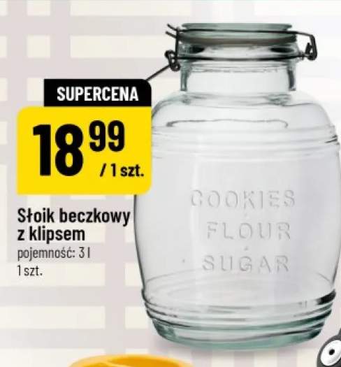 Słoik beczkowy z klipsem 3l