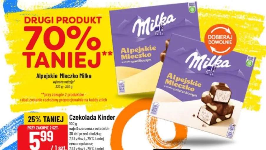 Alpejskie Mleczko Milka o smaku waniliowym