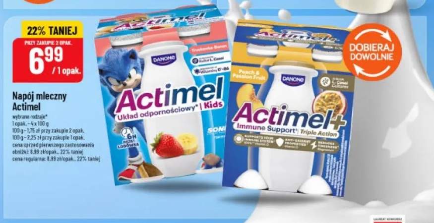 Napój mleczny Actimel Kids Truskawka-Banan 4-pak 100g
