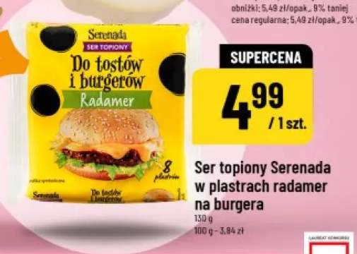 Ser topiony w plastrach radamer na burgera Serenada