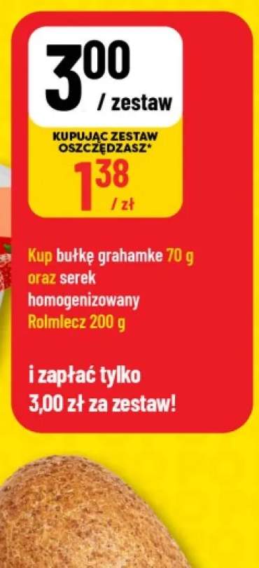 Zestaw: Bułka grahamka 70g + Serek homogenizowany Rolmlecz 200g