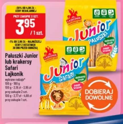 Paluszki Junior lub krakersy Safari Lajkonik