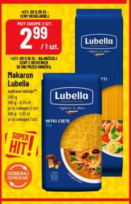 Makaron Lubella nitki cięte