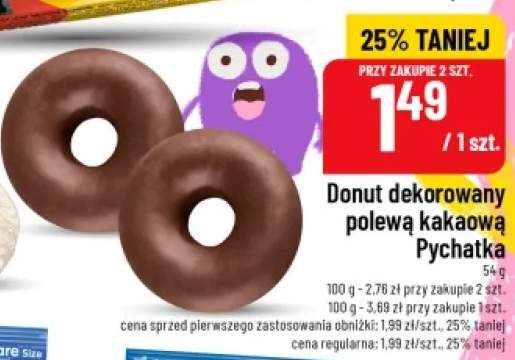 Donut dekorowany polewą kakaową Pychatka
