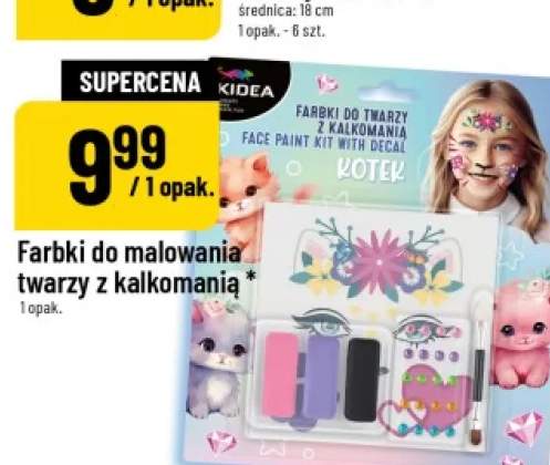 Farbki do malowania twarzy z kalkomanią KIDEA