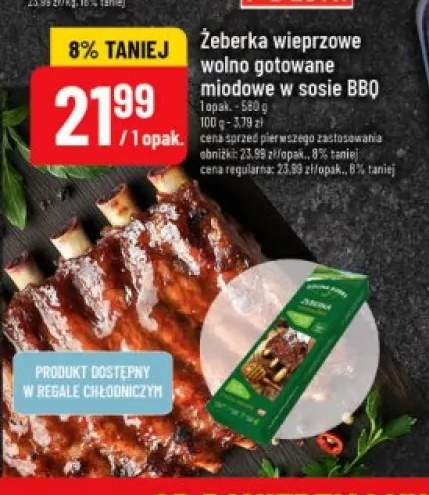Żeberka wieprzowe wolno gotowane miodowe w sosie BBQ