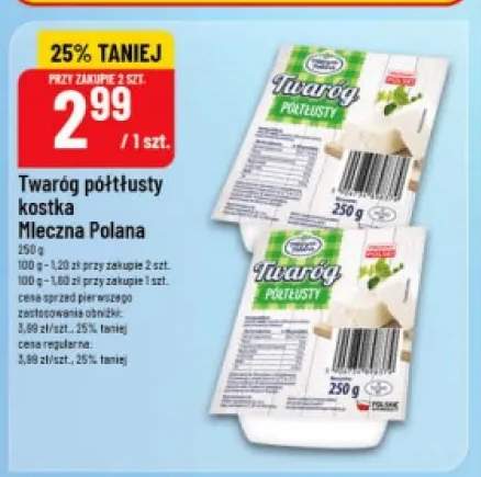 Twaróg półtłusty kostka Mleczna Polana