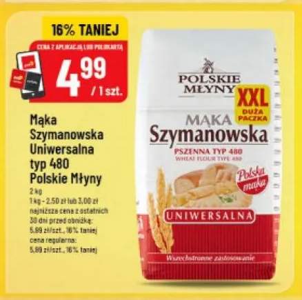 Mąka Szymanowska Uniwersalna typ 480 Polskie Młyny