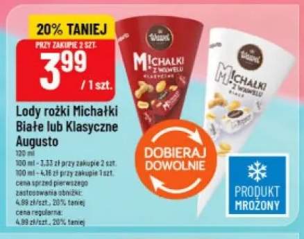 Lody rożki Michałki Białe Augusto 120ml