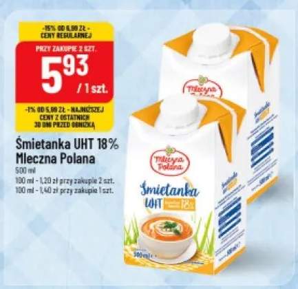Śmietanka UHT 18% Mleczna Polana