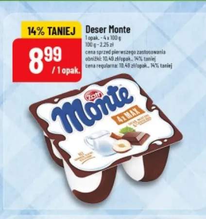 Deser mleczny czekoladowo-orzechowy Zott Monte 4-pak
