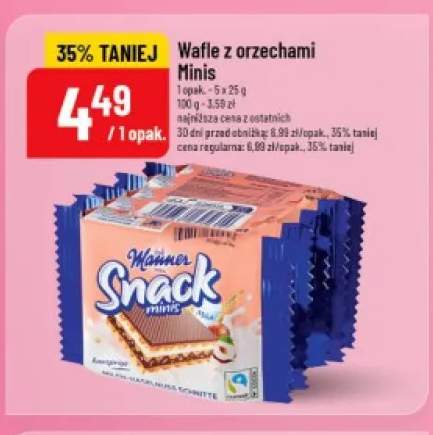 Wafle z orzechami Manner Snack Minis 5-pak