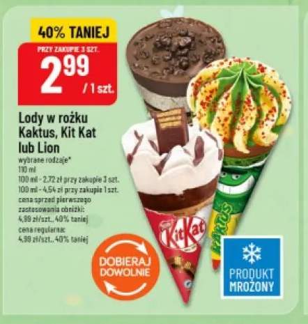 Lody w rożku Lion