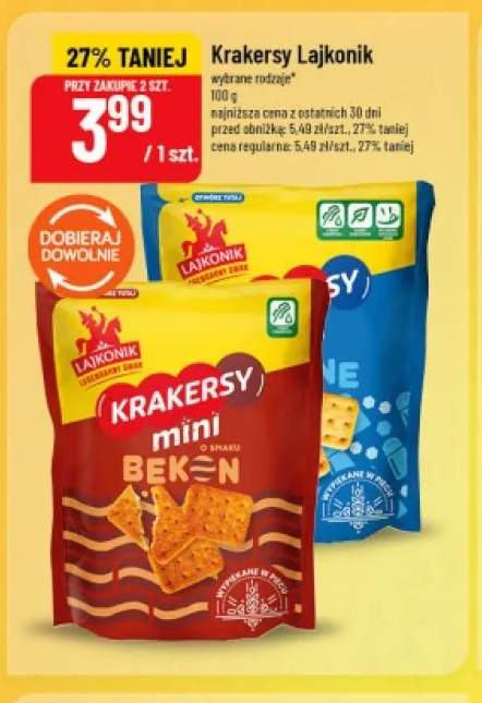 Krakersy mini o smaku bekonu Lajkonik
