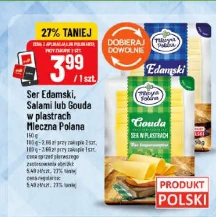 Ser Edamski w plastrach Mleczna Polana +2 warianty