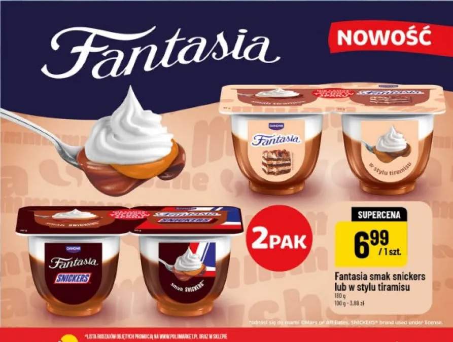 Jogurt Fantasia smak snickers 2-pak +1 wariant