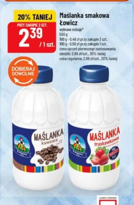 Maślanka smakowa kawowa Łowicz +1 wariant