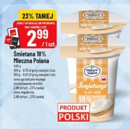 Śmietana 18% Mleczna Polana