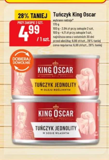 Tuńczyk jednolity w sosie własnym King Oscar +1 wariant