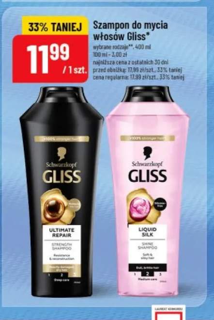 Szampon do mycia włosów Schwarzkopf Gliss Ultimate Repair +1 wariant