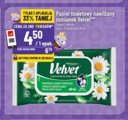 Papier toaletowy nawilżany rumianek Velvet