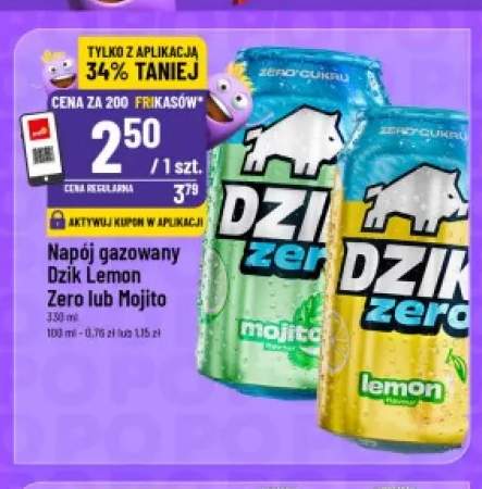 Napój gazowany Dzik Lemon Zero +1 wariant