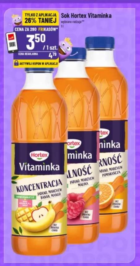 Sok Hortex Vitaminka Jabłko Marchew Banan Mango +2 warianty