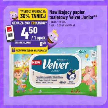 Nawilżający papier toaletowy Velvet Junior